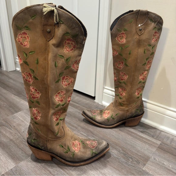 Liberty Black Garden Tan Floral Tall LB7129148 Cowboy Western Boots - Picture 3 of 16